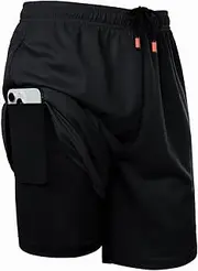 [YuDiBYW] Men's Workout Running Shorts 2-in-1 Lightweight Gym Training Sport Short Pants Compression Lining Athletic Active Fitness Shorts with Liner Pocket