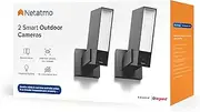 Netatmo NBU-2-NOC-AMZ Pack of 2 Outdoor Cameras, Built-in Lighting, Person Detection, 1920p, Cars and Animals, Aluminium Black