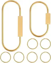 [PEUTIER] 2pcs Brass Screw Lock Keychains, with 6 Brass Key Ring Universal Gold Keychain Clips Simple Style Key Fob Holder Carabiner Keychain Car Key Keychain for Man Women, Gold, m