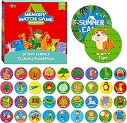 Memory Matching Game, 72 Pieces Matching Cards for Toddlers, Matching Summer Camp Games for 36 Pairs Chunky Playing Cards for Preschool 4 5 6 Years Old