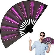 [Generic] Hand Foldable Fan Light Up, LED Hand Fan for Dancing, Stage Performance Props for Wedding Night Club, Hot Weather Cooling Tools