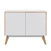 Design Square Autumn Scanvinadian Small Sideboard Buffet Unit Storage Cabinet W/ 2-Doors - White/Oak