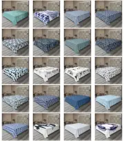 Ambesonne Blue and White Flat Sheet Top Sheet Decorative Bedding 6 Sizes