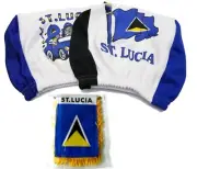 St Lucia Boxing Glove Banner Flag Window Mirror, St Lucian Car Headrest Cover