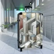 Suitcase, Architectural Geometry Travel Companion, Modern Luggage, Traveler's