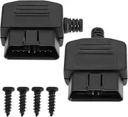EMSea 2Pcs OBD2 16 PIN Male Connector Plug with Screws ABS OBD2 16 -Needle Connector Diagnostic Tool Adapter Car Accessories
