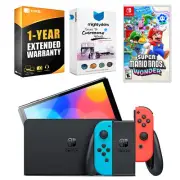 Nintendo Switch Neon Red/Blue OLED Console + Super Mario Bros. Wonder Bundle