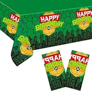 PEUTIER 2pcs Turtle Theme Tablecloth, 9x4.49ft Turtle Party Tablecloth Green Turtle Table Covers Waterproof Oil-Proof Happy Birthday Tablecloth for Sea Party Birthday Cartoon Theme Party Decorations