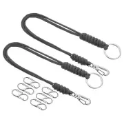 Badge Lanyard with Clasp, 2 Pack Necklace Cord Strap with 3pcs Metal Hook, Gray