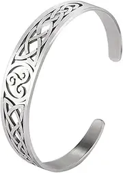 [SIPURIS] Celtic Knot Bracelet Viking Triskelion Triple Spiral Triskele Cuff Bracelet Bangle for Men Women Norse Stainless Steel Nordic Bangle Adjustable Open Amulet Jewelry Gifts