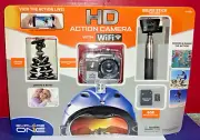 Explore One HD Action Camera w/ Wifi - Tripod, Selfie Stick, 8 GB Flashcard