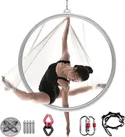 Indoor Outdoor Yoga Aerial Hoop, 80/85/90/95/100cm Adult Lyra Hoop Aerial Ring Set, Single Point Yoga Hoop Gymnastics Acrobatic Weight Loss