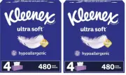 Kleenex Ultra Soft Facial Tissues, 120 Per Carton, 960 Tissues Total, 8 Boxes ✅1
