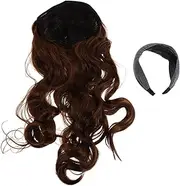 HONMEET Headband Wig Long Curly Wave Wig Natural Appearance Synthetic Resistant Glueless