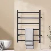 6 Bars Devanti Heated Towel Rail with Timer Electric Heater Warmer Rack