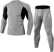 [Abigprofit] Men's Running Set 2pcs/Sets Sportswear Compression Sports Suit Running Sport Workout Tights 25 M