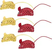 Levemolo 6pcs Cat Mice Soft Sequin Mouse Shape Cat Engaging Biting to Keep Kittens Active and Entertained and Options