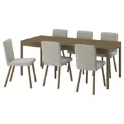 TONSTAD / TONSTAD table and 6 chairs, brown oak veneer/Viarp beige/brown brown oak effect