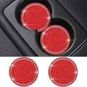 SUNACCL Bling Car Coasters PVC Travel Auto Cup Holder Insert Coaster Anti Slip Crystal Vehicle Interior Accessories Cup Mats for Women and Girl (2.75" Diameter,Pack of 2)