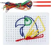 Sensory Thread Board, Kids Lacing Toy, Color Matching Game, Fine Motor Skill Builder, Imagination Development Tool, for Home School and Gift Use, 8x8 Inches