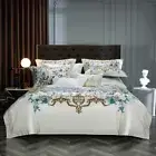 European Bedding Set 120s Cotton Printing Duvet Cover Flat Sheet 2 Pillowcases