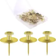 30 PCS Picture Hangers Hooks for Drywall, Double Headed Nails Push Pin Gold