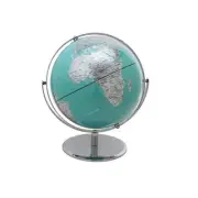 10" 2 Tone Revolving World Globe Table Top Turquoise & Silver Modern Style New