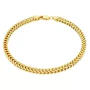 10k Yellow Gold 4mm Franco Box Square Wheat Foxtail Bracelet Chain Mens 9"