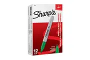 Sharpie Permanent Marker Fine Point Box Of 12 - Green