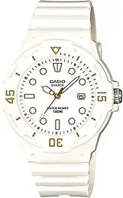 [Casio] Women's Diver Look Analog Digital Watch, White Dial, White Band, Gold Number