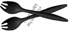 Tupperware Salad Serving Set Tongs Set of 2 Black Sporks Forks Spoons Utensils