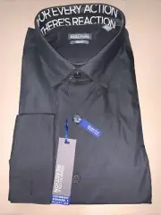 REACTION KENNETH COLE Mens Black Slim Fit Button Down Shirt 16.5- 34/35
