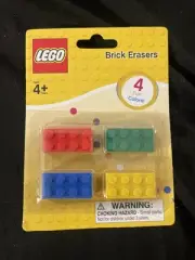 LEGO Brick Erasers Kids [4 Pack] Party Favor Blister Yellow Blue Green Red