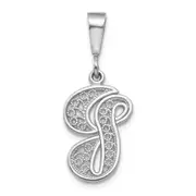 14k White GoldW White Gold Solid Polished Script Filigree Letter G Initial Pendant