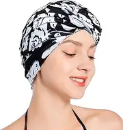 Women Lady Girls Bathing Cap Long Short Hair Swiming Cap Pleated Knotted Turban Hats Non-Waterproof Swim Cap