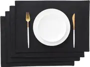 Black Placemats Set of 4 Table Mats Cloth Dining Table Place Mats Kitchen Placemats