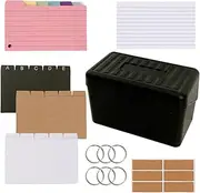 jojofuny Desktop Lined Index Cards Set with Cards and Storage Box for Note Organization Recipe Management and Data Storage for Teachers and Office Use