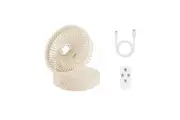USB Rechargeable Auto Oscillation Tilt Adjustable Cordless Fan with Remote Control and Night Light Wall Mountable