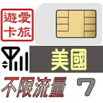 【美國7天】4G/LTE 不限流量 不限速(不降速) 美國 7日 吃到飽 愛旅遊上網卡 K99G7D