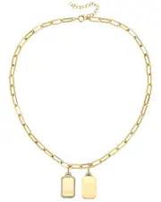 Rachel Glauber 14K Plated CZ Double Dog Tag Necklace