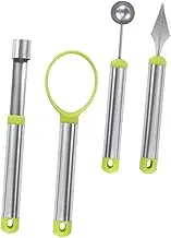 CHICAMPERA 4Pcs Stainless Steel Fruit Ball Digger Convenient Melon Baller Carving Tools for Home Restaurant Parties for Watermelon Cucumber and Pitaya Fruit