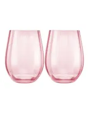 [Maxwell & Williams] Wicked Pink Goes Good With Green Ribbed Stemless Glass Glinda Set of 2 Gift Boxed in Pink
