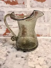 Smokey Crackle Glass Cruet Pitcher