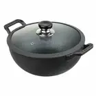 Vinod Legacy Pre-Seasoned Cast Iron Kadai, Wok, 22 cm, Induction Friendly, Black