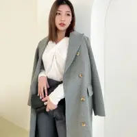 在飛比找momo購物網優惠-【OB 嚴選】純羊毛手工製俐落修身長版大衣 《EA3470》