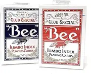 Bee 2 Decks Jumbo Playing Cards Red & Blue Deck Casino Quality