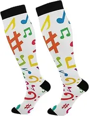[RPLIFE] 1 Pair Christmas Plaid Buffalo Compression Socks for Women Men 20-30mmhg Knee High Stocking for Running