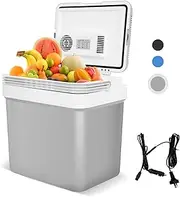 YOPOWER 24 Liter Mini Car Fridge, Portable Camping Refrigerator Thermoelectric Iceless for Home, Car, Travel, Gray