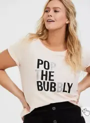 NWT Torrid Plus Size 3 3X 22/24 POP THE BUBBLY LIGHT PINK CREW TEE