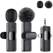 3 in 1 Wireless Lavalier Microphone - Cordless Mini Microphone for iPhone, An...